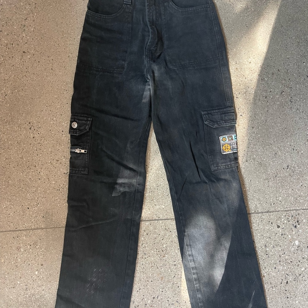 Black Flare Wide Leg Jeans with Stitching Details